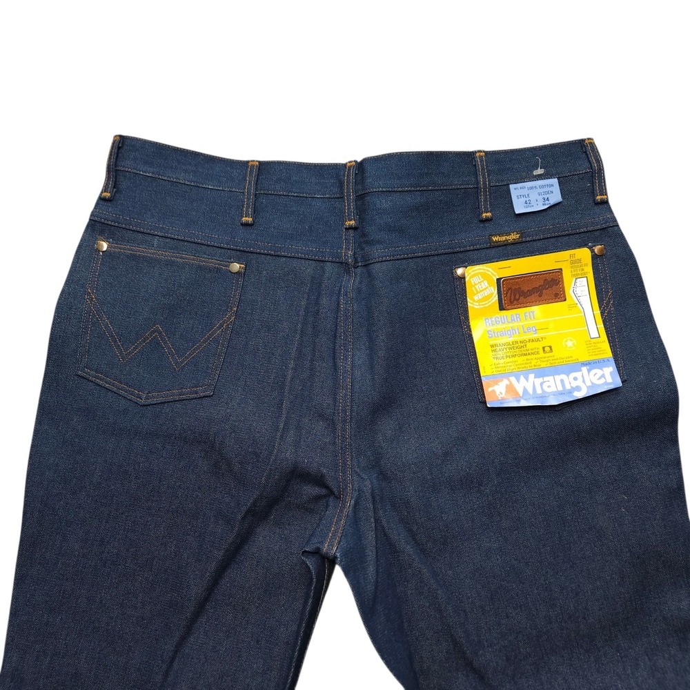 Vintage 80s Wrangler 912DEN Deadstock USA Made Indigo Jeans Mens 42x34 NWT